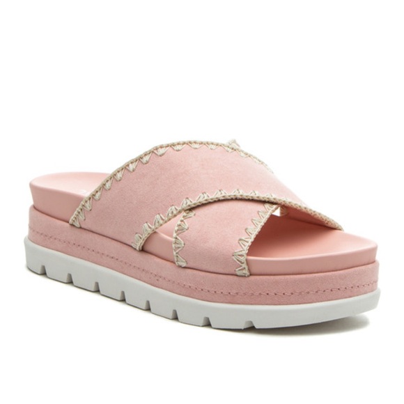 J/SLIDES Shoes - NWT J/SLIDES BAE Pink Faux Suede Sandal